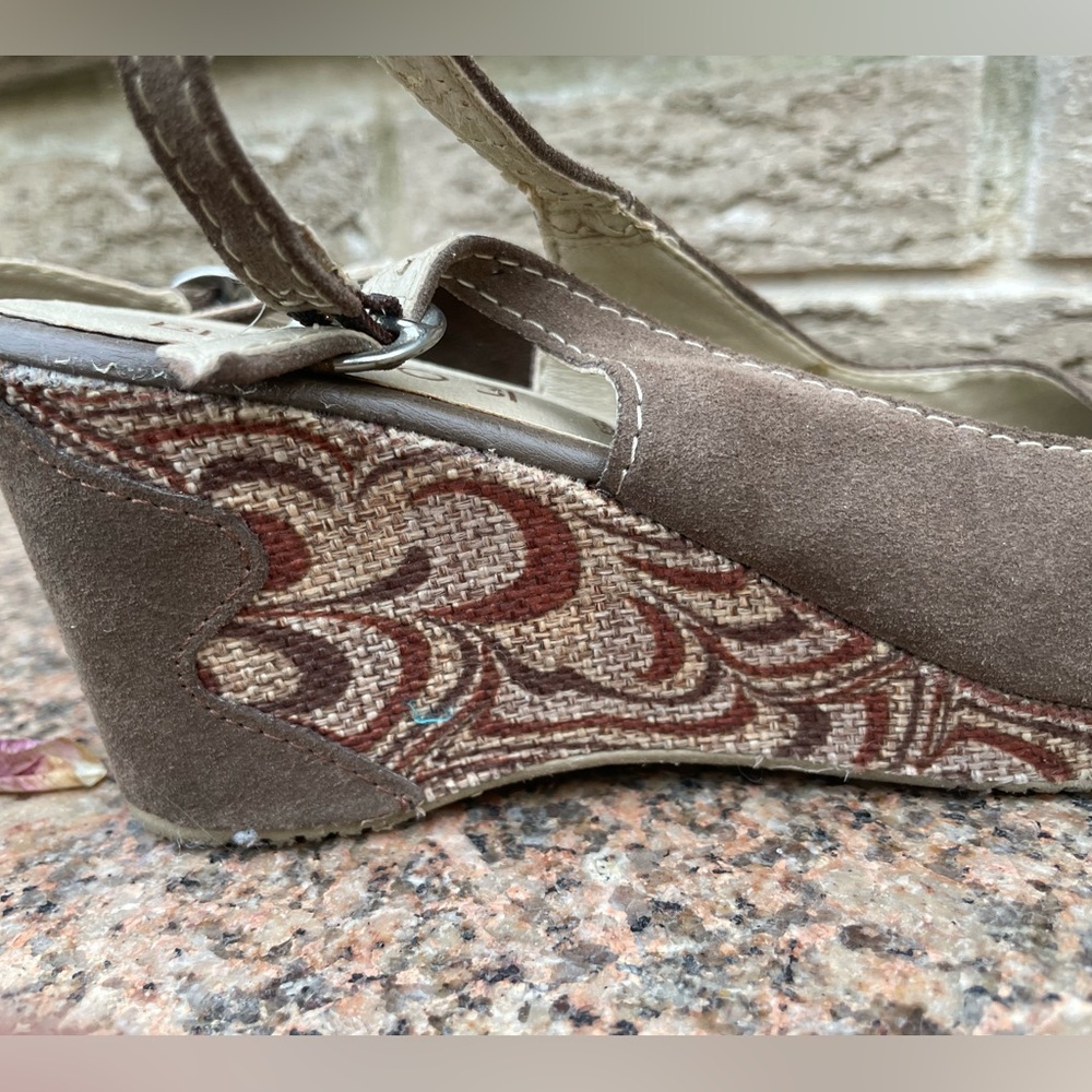 Brown Patterned Wedge Sandals
